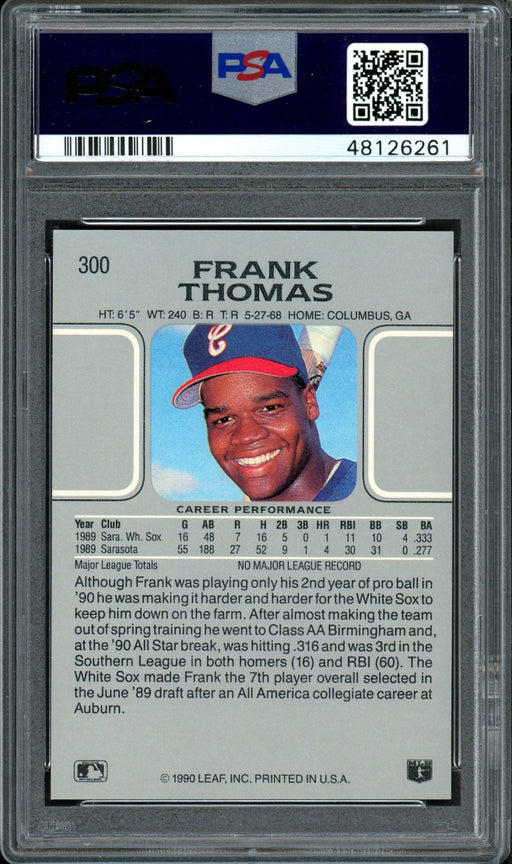 Frank Thomas Autographed 1990 Leaf Rookie Card #300 Chicago White Sox Auto Grade 9 Card Grade Gem-MT 10 PSA/DNA #48126261 - RSA