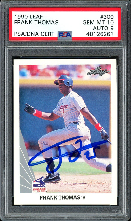 Frank Thomas Autographed 1990 Leaf Rookie Card #300 Chicago White Sox Auto Grade 9 Card Grade Gem-MT 10 PSA/DNA #48126261 - RSA