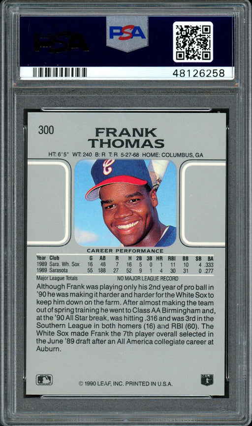 Frank Thomas Autographed 1990 Leaf Rookie Card #300 Chicago White Sox Auto Grade 9 Card Grade Gem-MT 10 PSA/DNA #48126258 - RSA