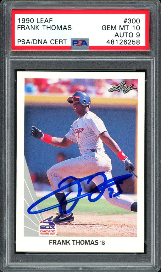Frank Thomas Autographed 1990 Leaf Rookie Card #300 Chicago White Sox Auto Grade 9 Card Grade Gem-MT 10 PSA/DNA #48126258 - RSA