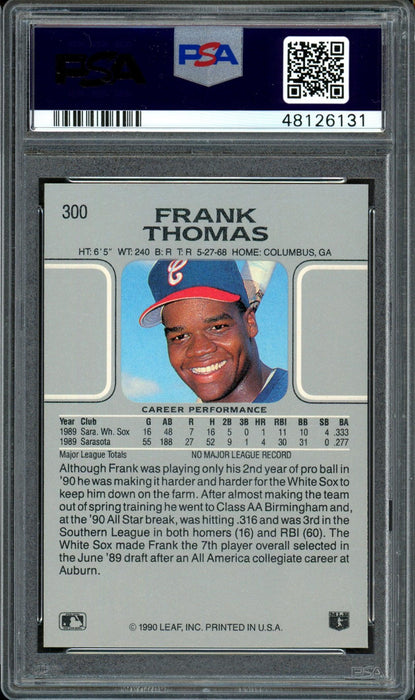Frank Thomas Autographed 1990 Leaf Rookie Card #300 Chicago White