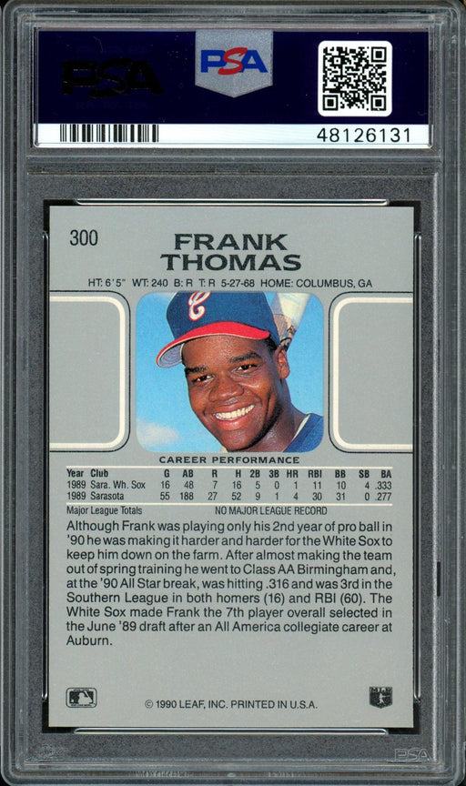 Frank Thomas Autographed 1990 Leaf Rookie Card #300 Chicago White Sox Card Grade Gem-MT 10 PSA/DNA #48126131 - RSA