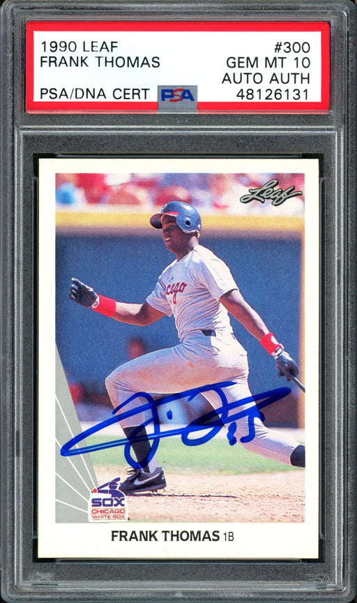 Frank Thomas Autographed 1990 Leaf Rookie Card #300 Chicago White Sox Card Grade Gem-MT 10 PSA/DNA #48126131 - RSA
