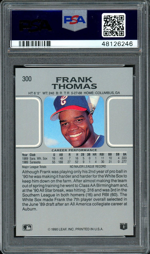 Frank Thomas Autographed 1990 Leaf Rookie Card #300 Chicago White Sox Auto Grade 9 Card Grade Mint 9 PSA/DNA #48126246 - RSA