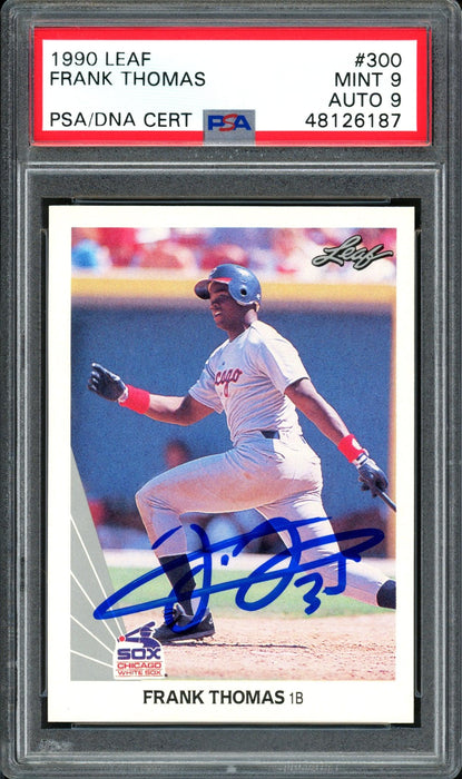 Frank Thomas Autographed 1990 Leaf Rookie Card #300 Chicago White Sox Auto Grade 9 Card Grade Mint 9 PSA/DNA #48126187 - RSA