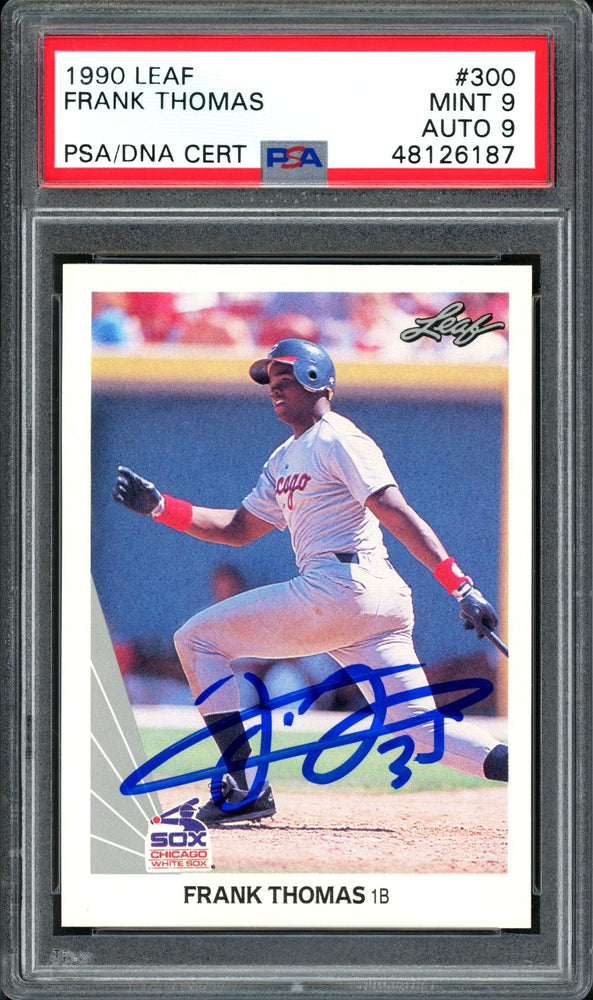 Frank Thomas Autographed 1990 Leaf Rookie Card #300 Chicago White Sox Auto Grade 9 Card Grade Mint 9 PSA/DNA #48126187 - RSA