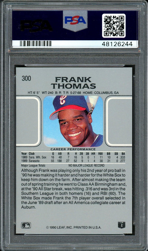 Frank Thomas Autographed 1990 Leaf Rookie Card #300 Chicago White Sox Auto Grade 9 Card Grade 8.5 PSA/DNA #48126244 - RSA
