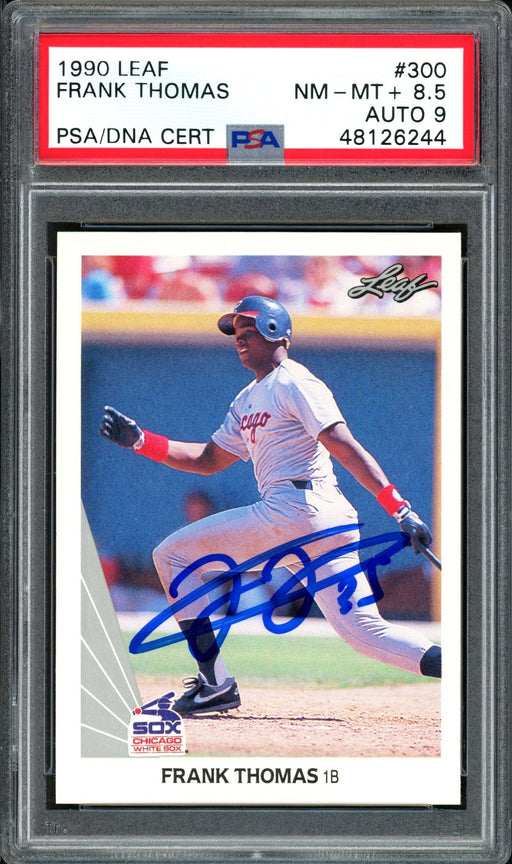 Frank Thomas Autographed 1990 Leaf Rookie Card #300 Chicago White Sox Auto Grade 9 Card Grade 8.5 PSA/DNA #48126244 - RSA