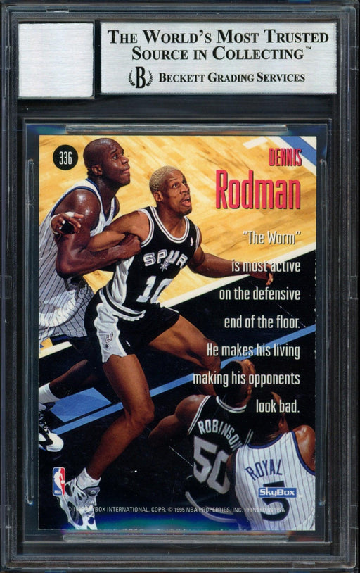 Dennis Rodman Autographed 1994-95 Skybox Card #336 San Antonio Spurs Auto Grade 10 Beckett BAS #12518903 - RSA