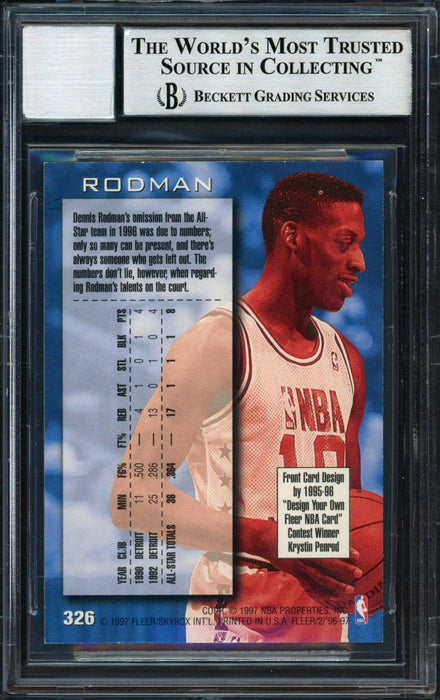 Dennis Rodman Autographed 1996-97 Fleer Card #326 Chicago Bulls Auto Grade 10 Beckett BAS #12518923 - RSA