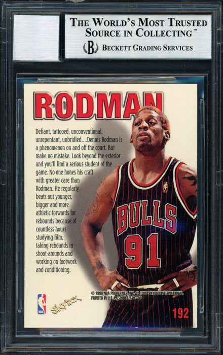 Dennis Rodman Autographed 1997-98 Fleer Z Force Zupermen Card #192 Chicago Bulls Auto Grade 10 Beckett BAS #12518948 - RSA