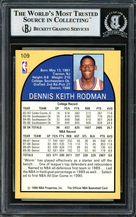 Dennis Rodman 1990 NBA Hoops Card 109. Defensive Player Of The Year.