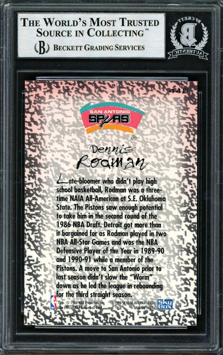 Dennis Rodman Autographed 1995-96 Hoops Gold Mine Card #448 San Antonio Spurs Beckett BAS #12517028 - RSA