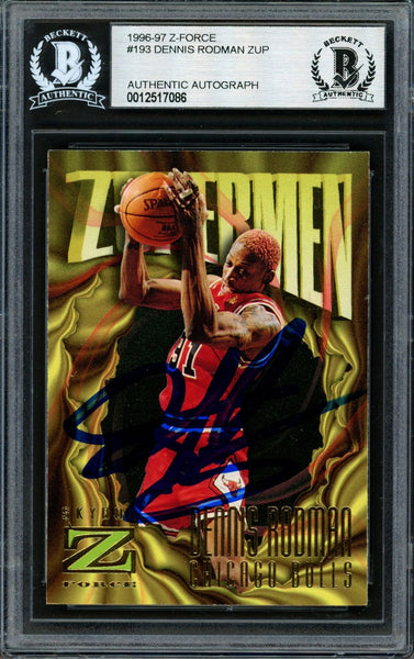 Dennis Rodman Autographed 1996-97 Skybox Z Force Card #193 Chicago