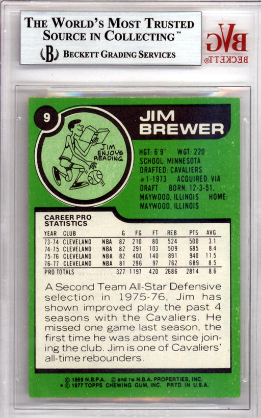 Jim Brewer Autographed 1977 Topps Card #9 Cleveland Cavaliers Beckett BAS #10008914 - RSA