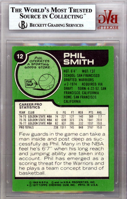 Phil Smith Autographed 1977 Topps Card #12 Golden State Warriors Beckett BAS #10008915 - RSA