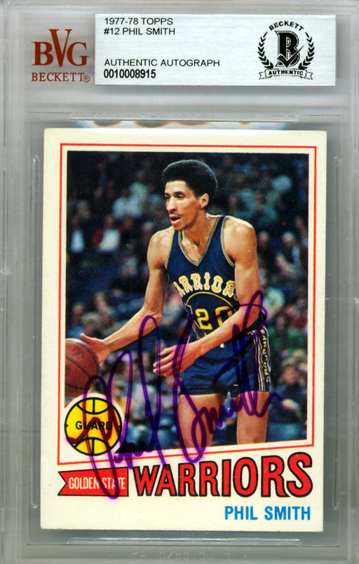 Phil Smith Autographed 1977 Topps Card #12 Golden State Warriors Beckett BAS #10008915 - RSA