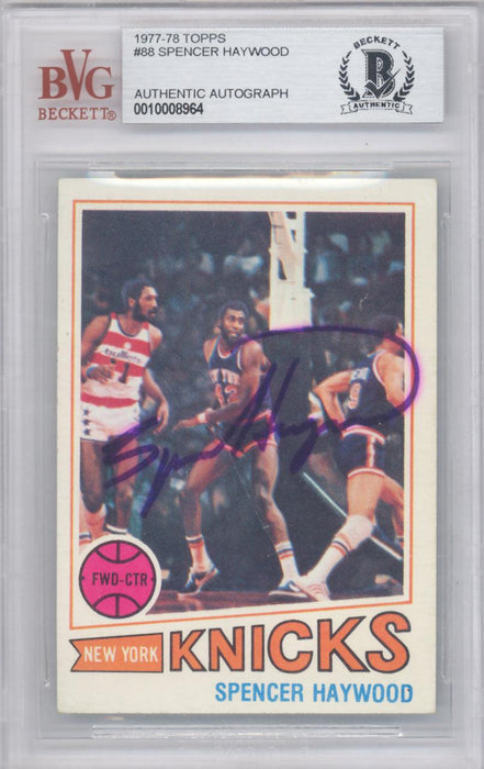 Spencer Haywood Autographed 1977 Topps Card #88 New York Knicks Beckett BAS #10008964 - RSA