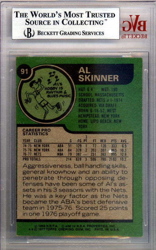 Al Skinner Autographed 1977 Topps Card #91 New Jersey Nets Beckett BAS #10008968 - RSA