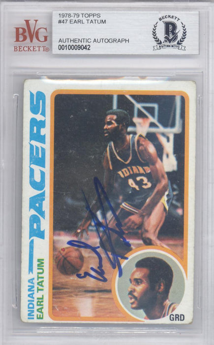 Earl Tatum Autographed 1978 Topps Card #47 Indiana Pacers Beckett BAS #10009042 - RSA