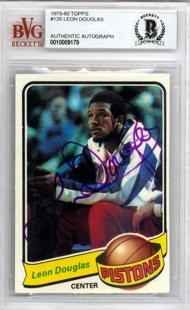 Leon Douglas Autographed 1979 Topps Card #126 Detroit Pistons Beckett BAS #10009179 - RSA