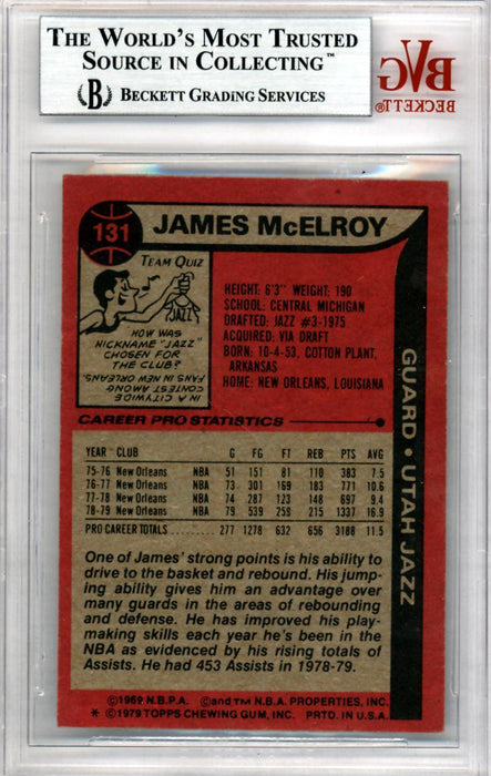 James McElroy Autographed 1979 Topps Card #131 Utah Jazz Beckett BAS #10009183 - RSA