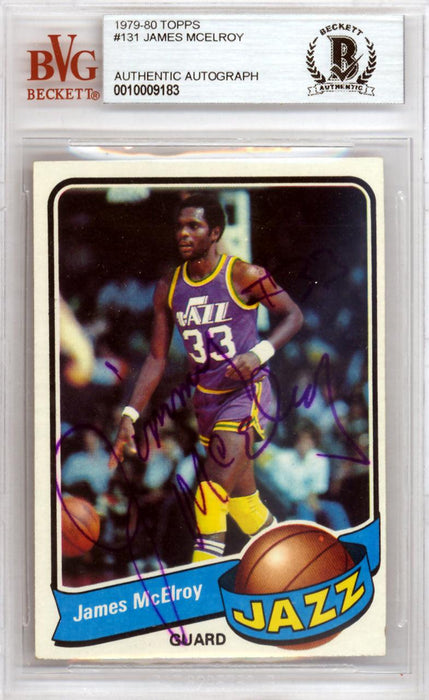 James McElroy Autographed 1979 Topps Card #131 Utah Jazz Beckett BAS #10009183 - RSA