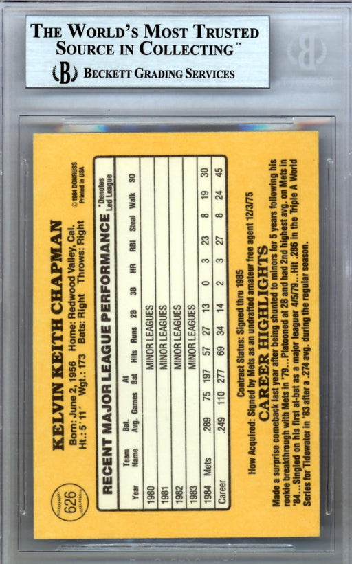 Kelvin Chapman Autographed 1985 Donruss Card #626 New York Mets Beckett BAS #10009543 - RSA