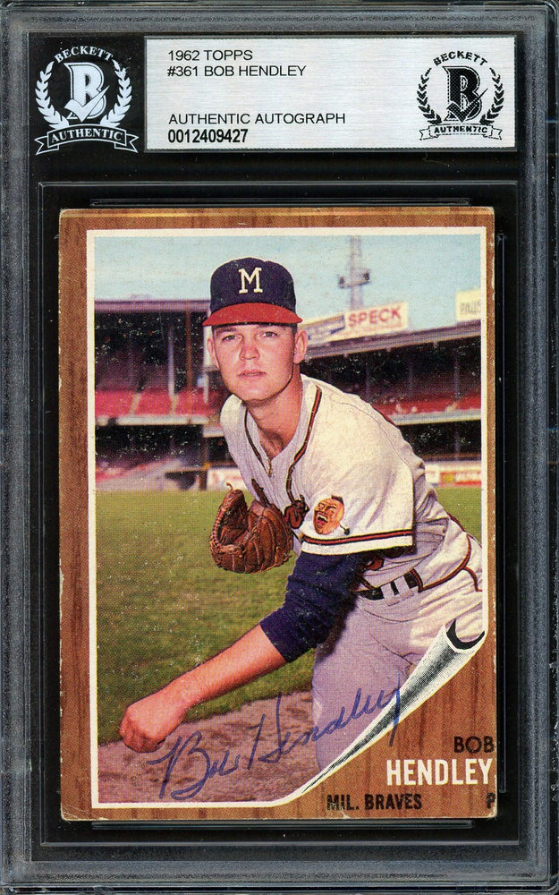 Bob Hendley Autographed 1962 Topps Card #361 Milwaukee Braves Beckett BAS #12409427 - RSA