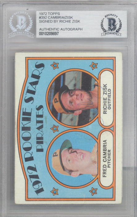 Richie Zisk Autographed 1972 Topps Rookie Card #392 Pittsburgh Pirates Beckett BAS #10209897 - RSA