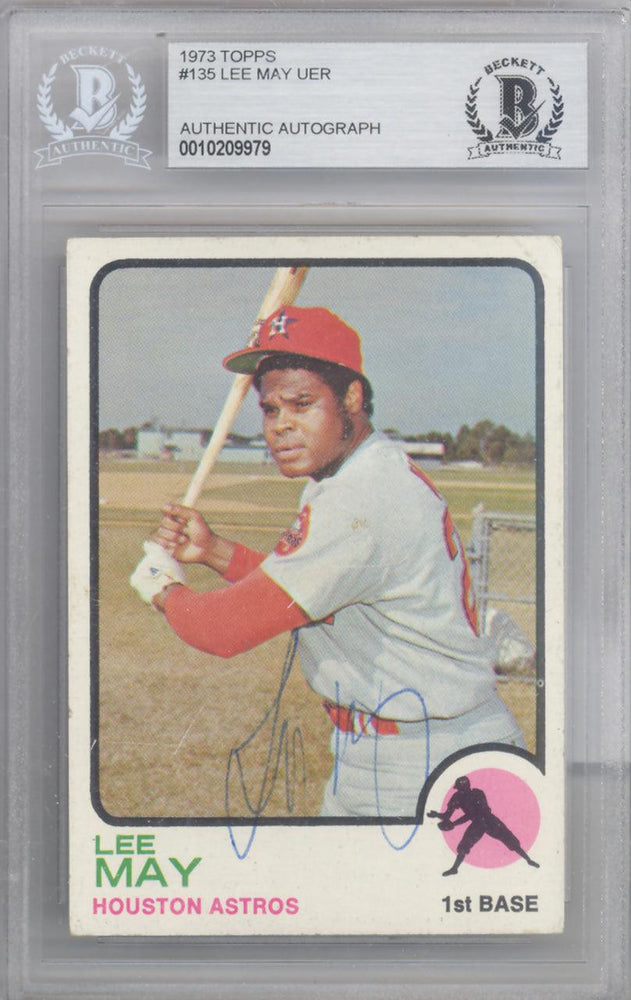 Lee May Autographed 1973 Topps Card #135 Houston Astros Beckett BAS #10209979 - RSA