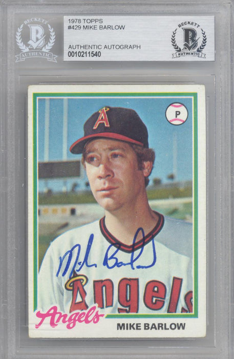 Mike Barlow Autographed 1978 Topps Card #429 California Angels Beckett BAS #10211540 - RSA