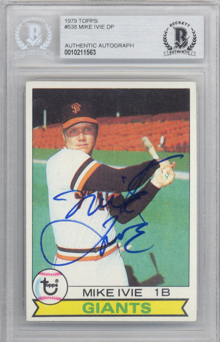 Mike Ivie Autographed 1979 Topps Card #538 San Diego Padres Beckett BAS #10211563 - RSA