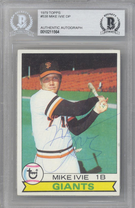 Mike Ivie Autographed 1979 Topps Card #538 San Diego Padres Beckett BAS #10211564 - RSA