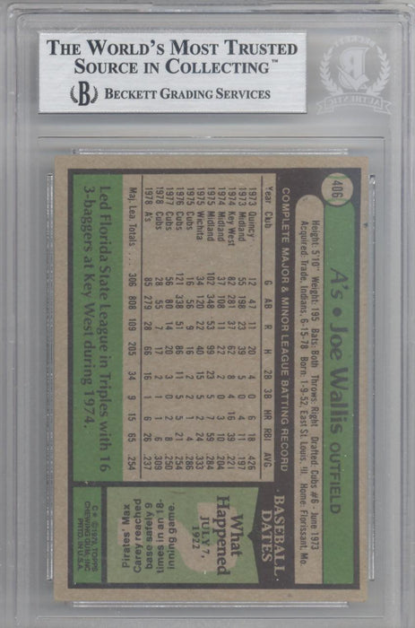 Joe Wallis Autographed 1979 Topps Card #406 Oakland A's Beckett BAS #10211581 - RSA