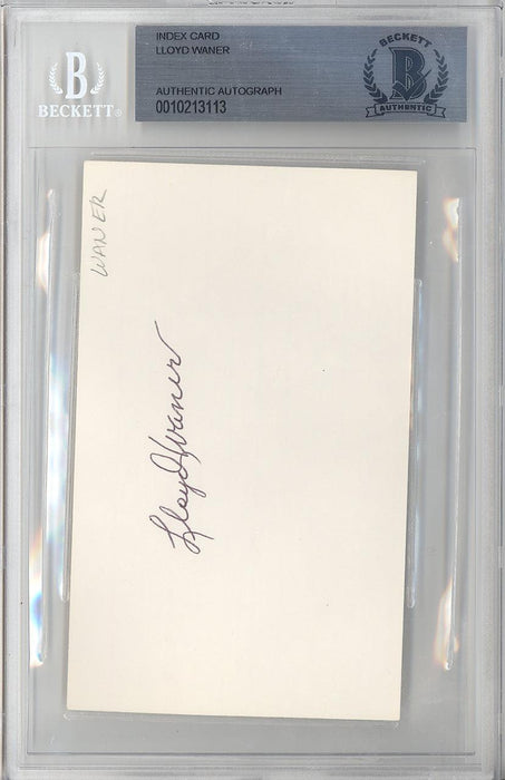 Lloyd Waner Autographed 3x5 Index Card Pittsburgh Pirates Beckett BAS #10213113 - RSA