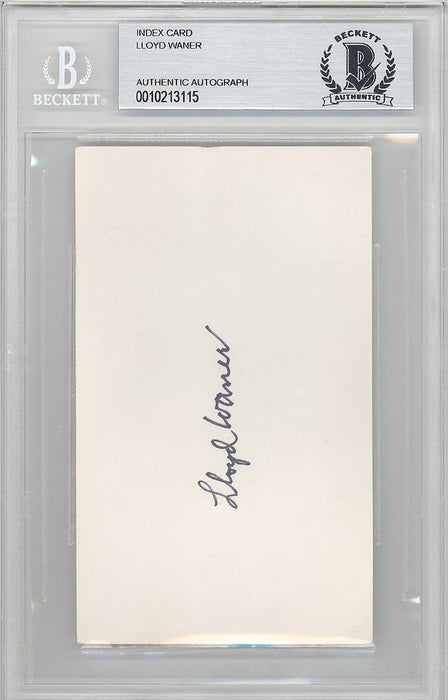 Lloyd Waner Autographed 3x5 Index Card Pittsburgh Pirates Beckett BAS #10213115 - RSA