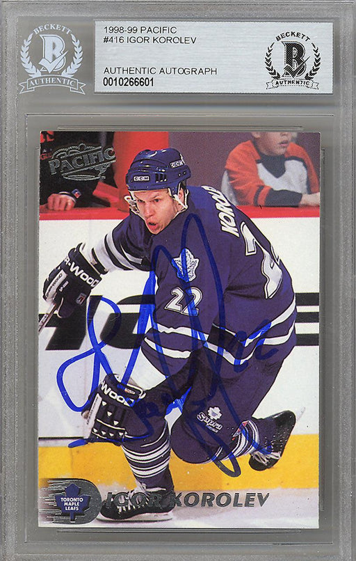 Igor Korolev Autographed 1998-99 Pacific Card #416 Toronto Maple Leafs Beckett BAS #10266601 - RSA