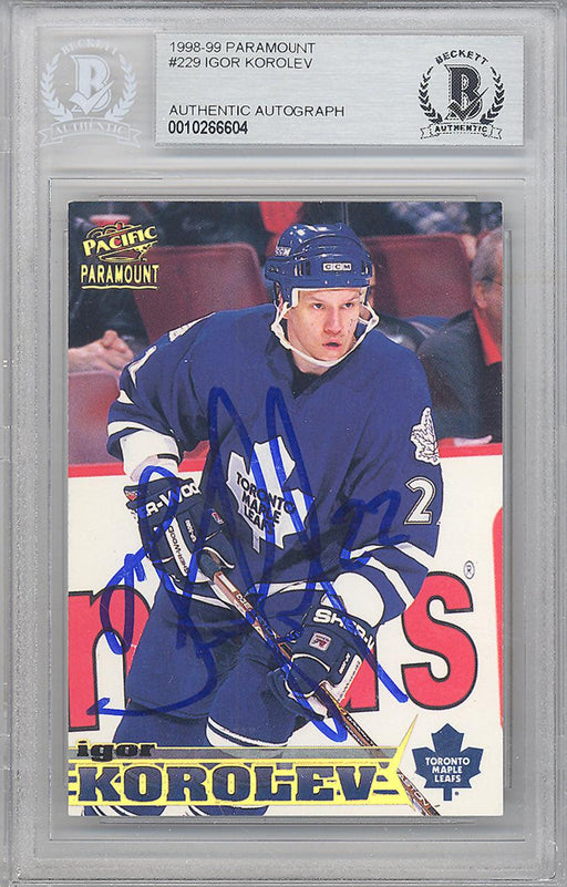 Igor Korolev Autographed 1998-99 Pacific Paramount Card #229 Toronto Maple Leafs Beckett BAS #10266604 - RSA