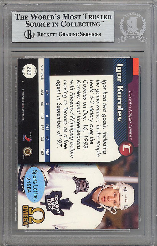 Igor Korolev Autographed 1998-99 Pacific Omega Card #229 Toronto Maple Leafs Beckett BAS #10266608 - RSA