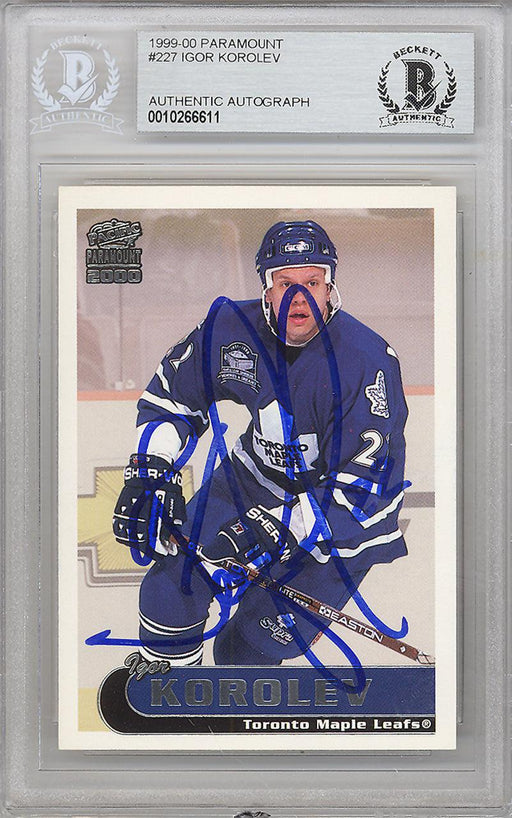 Igor Korolev Autographed 1999-00 Pacific Paramount Card #227 Toronto Maple Leafs Beckett BAS #10266611 - RSA
