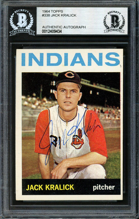 Jack Kralick Autographed 1964 Topps Card #338 Cleveland Indians Beckett BAS #12409434 - RSA