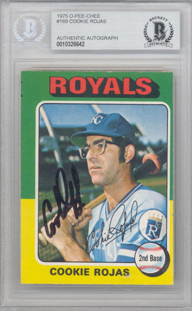 Cookie Rojas Autographed 1975 O-Pee-Chee Card #169 Kansas City Royals Beckett BAS #10326642 - RSA
