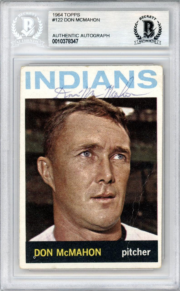 Don McMahon Autographed 1964 Topps Card #122 Cleveland Indians Beckett BAS #10378347 - RSA
