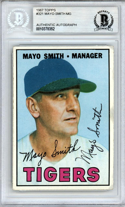Mayo Smith Autographed 1967 Topps Card #321 Detroit Tigers Beckett BAS #10378352 - RSA
