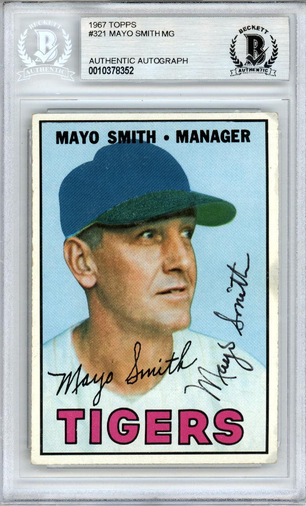 Mayo Smith Autographed 1967 Topps Card #321 Detroit Tigers Beckett BAS #10378352 - RSA