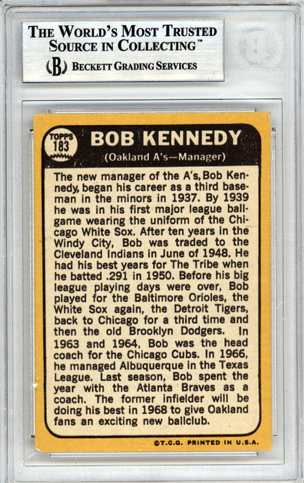 Bob Kennedy Autographed 1968 Topps Card #183 Oakland A's Beckett BAS #10378354 - RSA