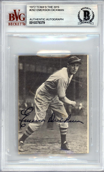 Emerson Dickman Autographed 1972 TCMA Card #292 Boston Red Sox Beckett BAS #10378379 - RSA