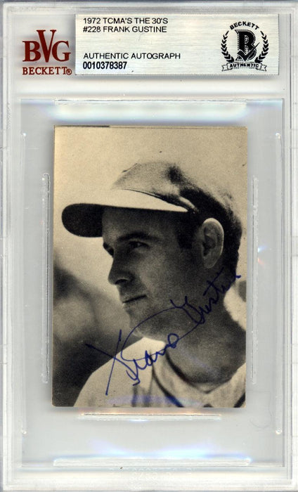 Frank Gustine Autographed 1972 TCMA Card #228 Pittsburgh Pirates Beckett BAS #10378387 - RSA