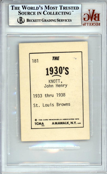 Jack Knott Autographed 1972 TCMA Card #181 St. Louis Browns Beckett BAS #10378395 - RSA